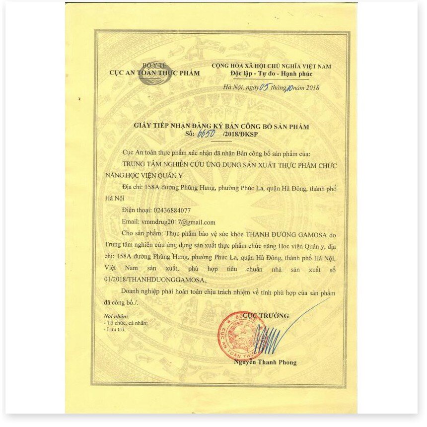 THANH ĐƯỜNG GAMOSA - Học viện Quân Y